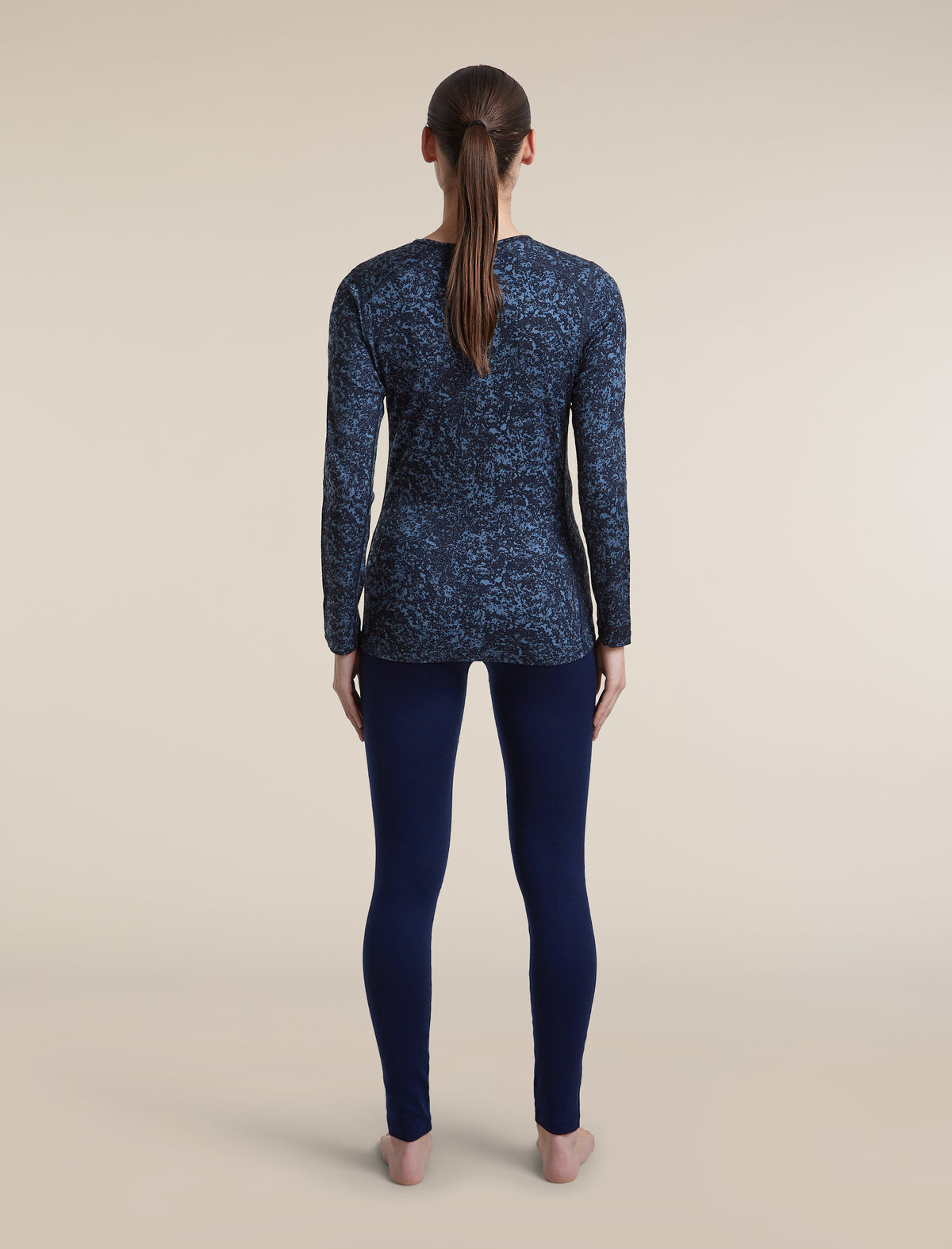 Women's Merino 200 Oasis Long Sleeve Crewe Moss Bloom AOP Midnight Navy/Dawn/Aop - 7