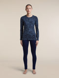 Women's Merino 200 Oasis Long Sleeve Crewe Moss Bloom AOP Midnight Navy/Dawn/Aop - 3
