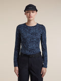Women's Merino 200 Oasis Long Sleeve Crewe Moss Bloom AOP Midnight Navy/Dawn/Aop - 5