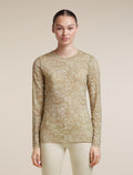 Women's Merino 200 Oasis Long Sleeve Crewe Moss Bloom AOP Cumin/Undyed/Aop - 1