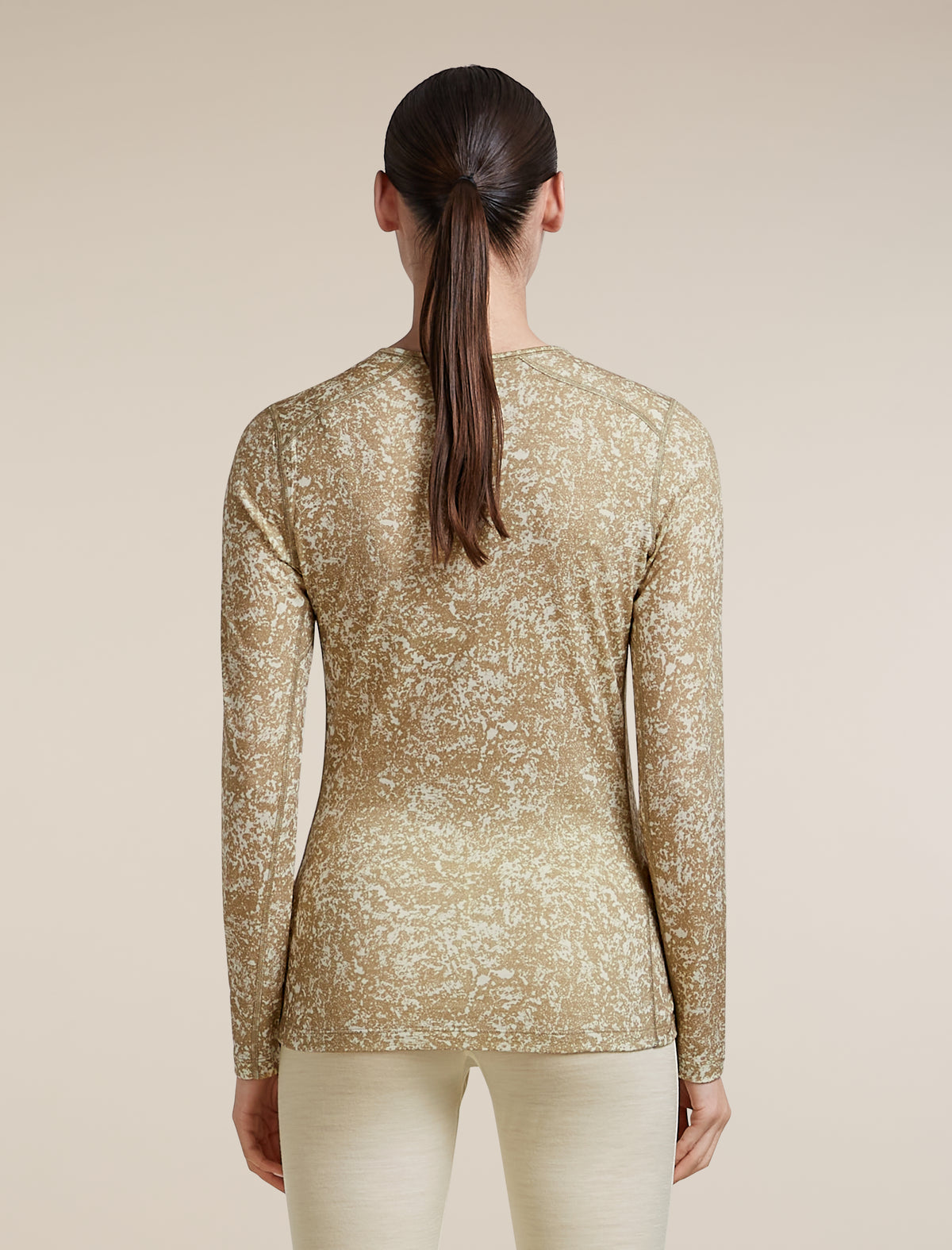 Women's Merino 200 Oasis Long Sleeve Crewe Moss Bloom AOP Cumin/Undyed/Aop - 2