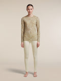 Women's Merino 200 Oasis Long Sleeve Crewe Moss Bloom AOP Cumin/Undyed/Aop - 3