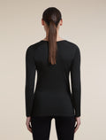 Women's Merino 200 Oasis Long Sleeve V Neck Black - 2