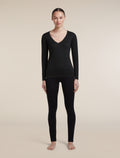 Women's Merino 200 Oasis Long Sleeve V Neck Black - 3