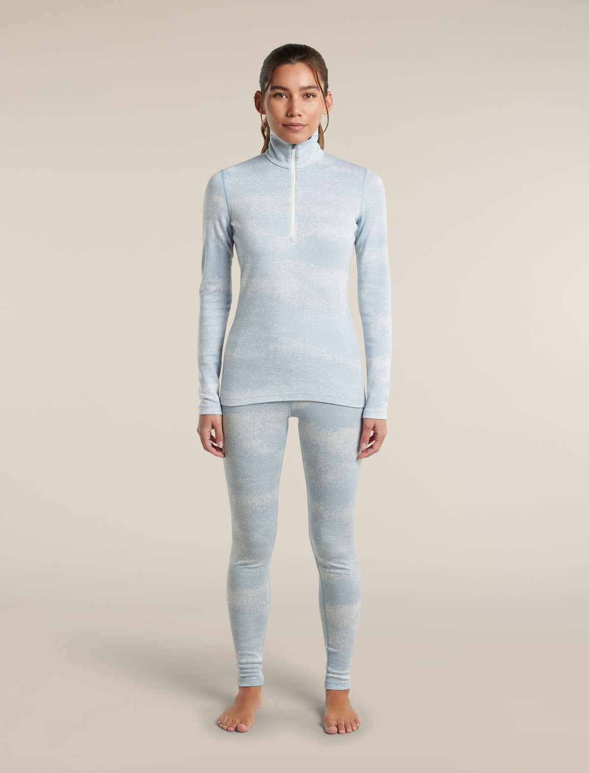 Women's Merino 260 Oasis Vertex Long Sleeve Half Zip Chillwave Snow/Zinc Blue - 3