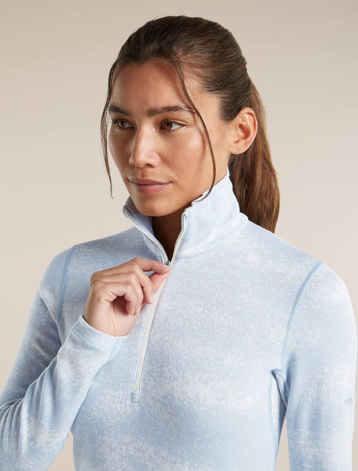 Women's Merino 260 Oasis Vertex Long Sleeve Half Zip Chillwave Snow/Zinc Blue - 6