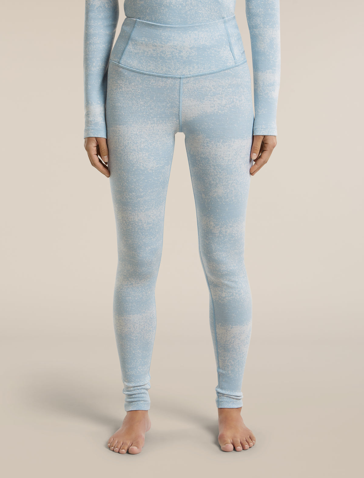 Women's Merino 260 Oasis Vertex High Rise Leggings Chillwave Snow/Zinc Blue - 1