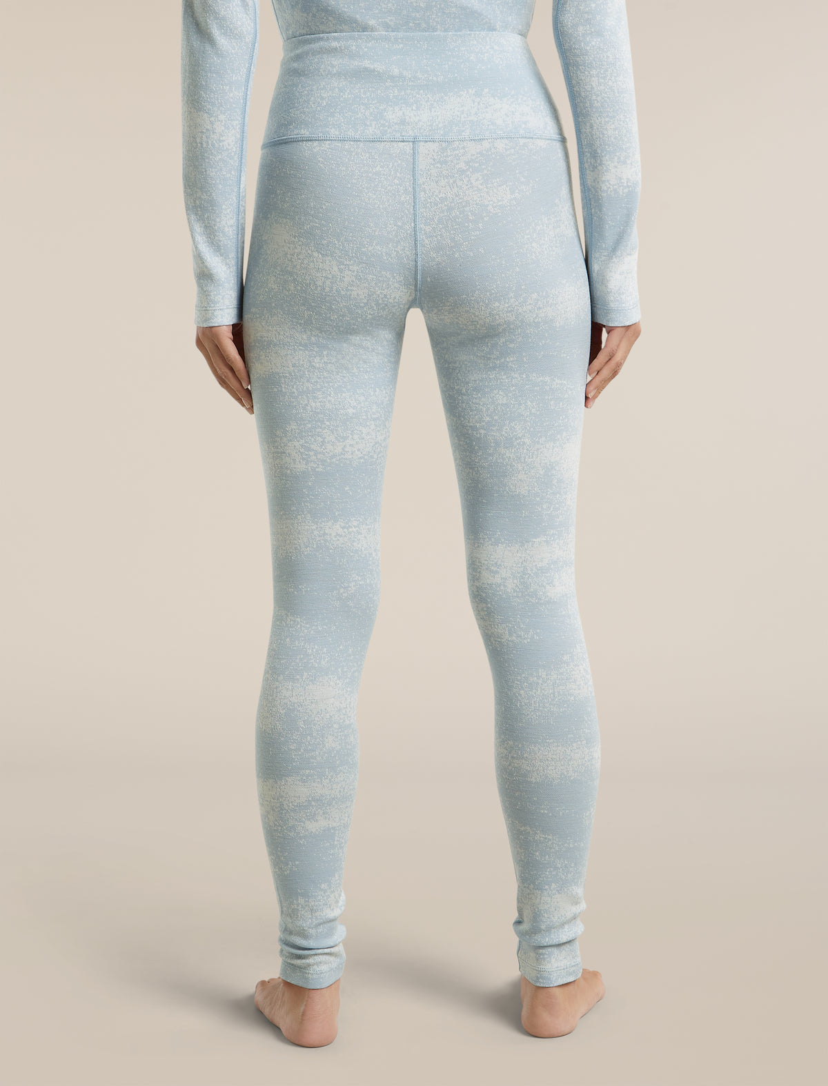 Women's Merino 260 Oasis Vertex High Rise Leggings Chillwave Snow/Zinc Blue - 2
