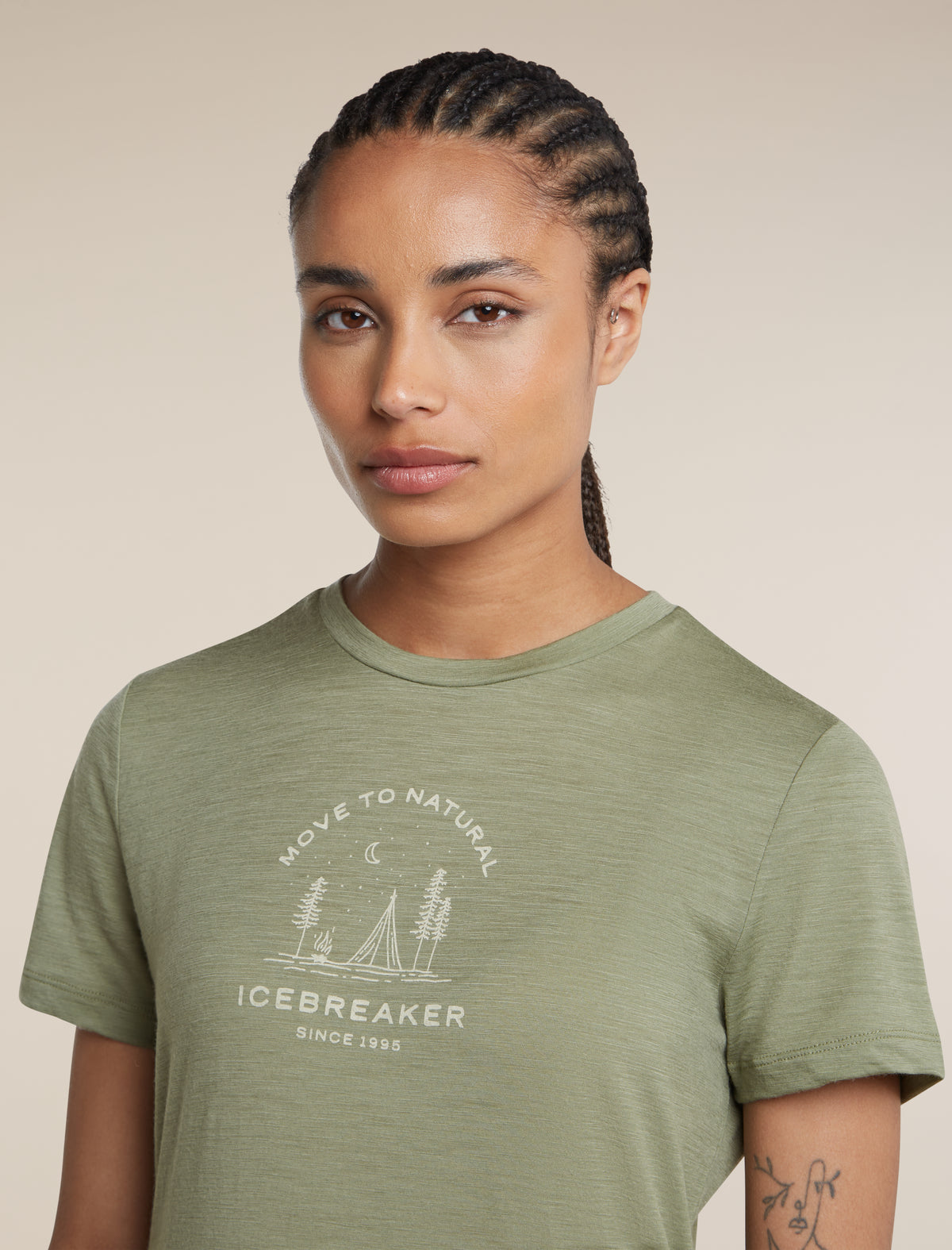 Women's Merino 150 Tech Lite Short Sleeve T Shirt Peaceful Pass Sleeve Lichen - 6