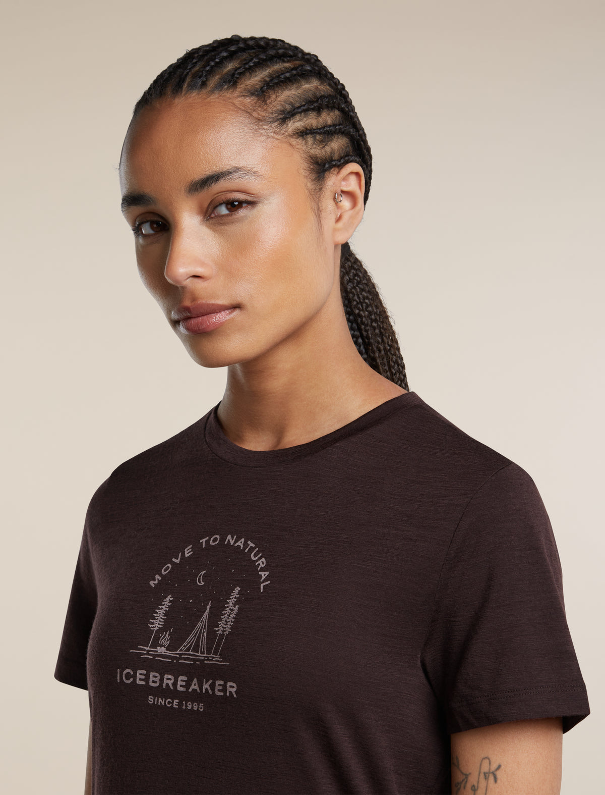 Women's Merino 150 Tech Lite Short Sleeve T Shirt Peaceful Pass Sleeve Bittersweet - 6