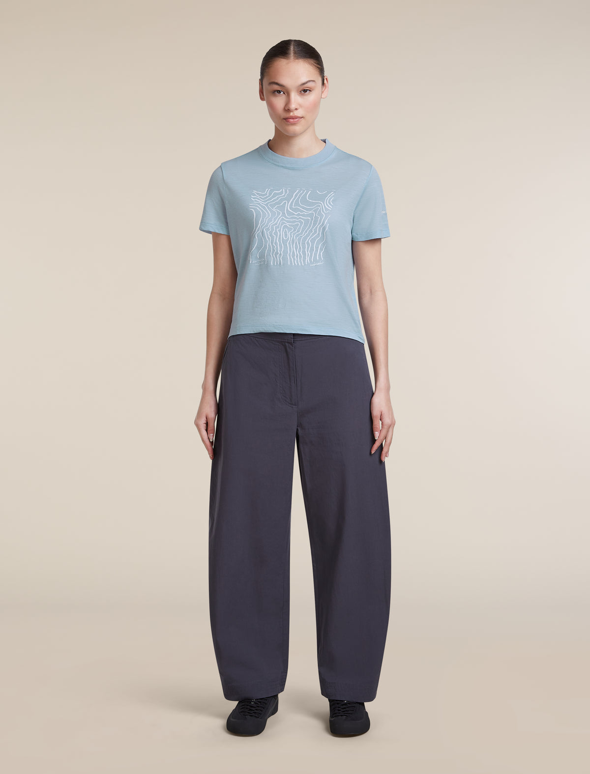 Women's Merino 150 Tech Lite Short Sleeve Crop T Shirt Great Heights Zinc Blue - 3