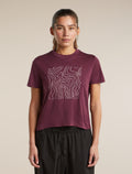 Women's Merino 150 Tech Lite Short Sleeve Crop T Shirt Great Heights Dark Berry - 1