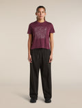 Women's Merino 150 Tech Lite Short Sleeve Crop T Shirt Great Heights Dark Berry - 3