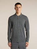 Men's 15.5 MerinoFine™  Pique Long Sleeve Polo Gritstone Heather - 1