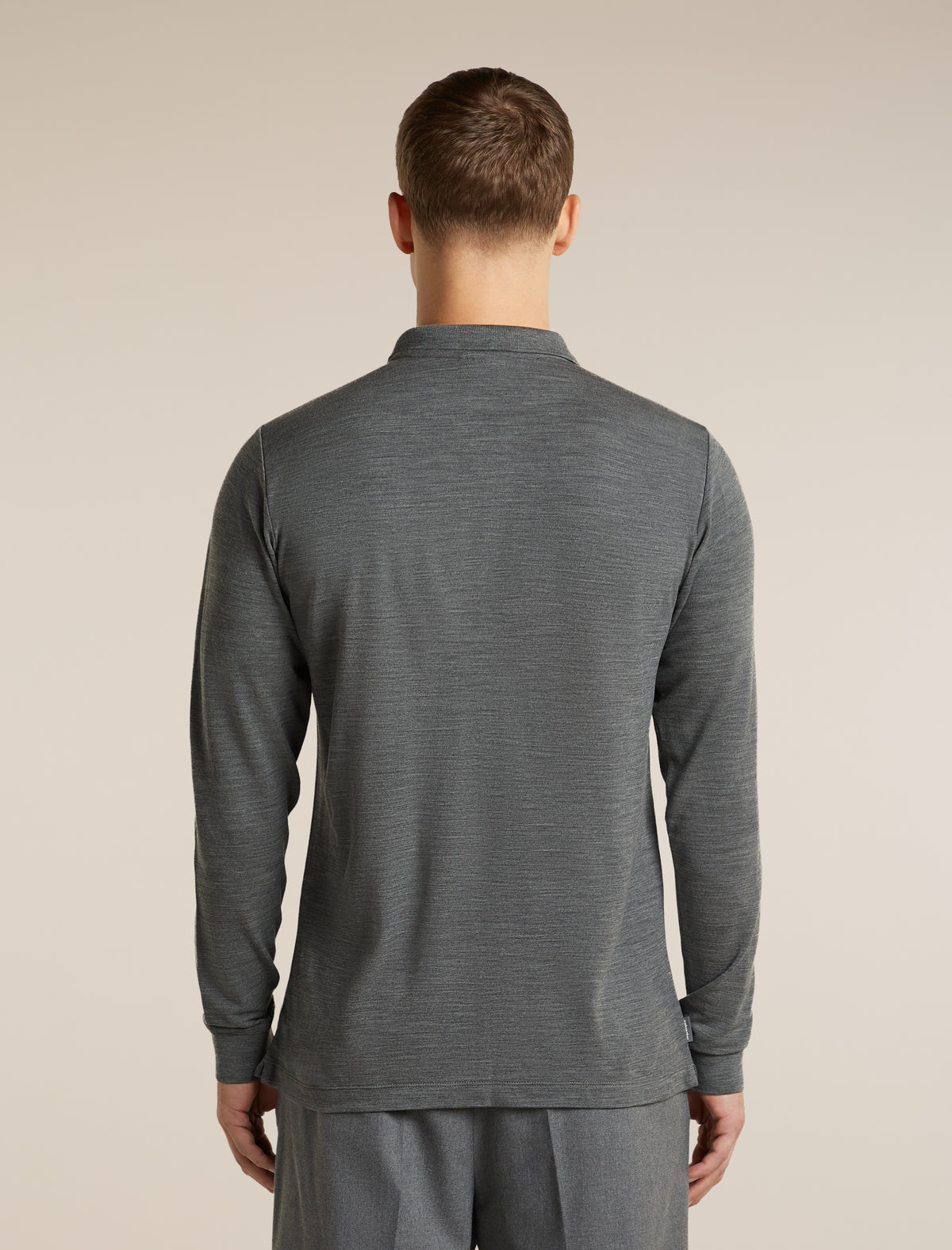 Men's 15.5 MerinoFine™  Pique Long Sleeve Polo Gritstone Heather - 2