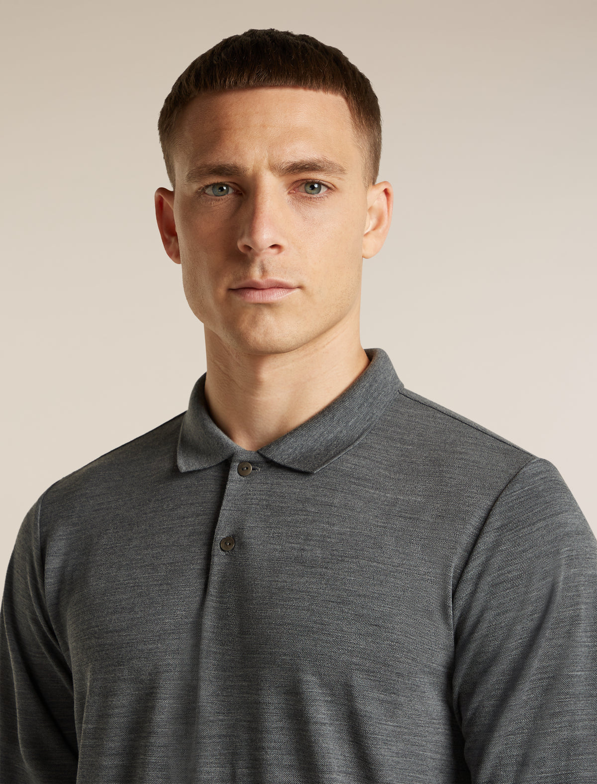 Men's 15.5 MerinoFine™  Pique Long Sleeve Polo Gritstone Heather - 6