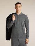 Men's 15.5 MerinoFine™  Pique Long Sleeve Polo Gritstone Heather - 5