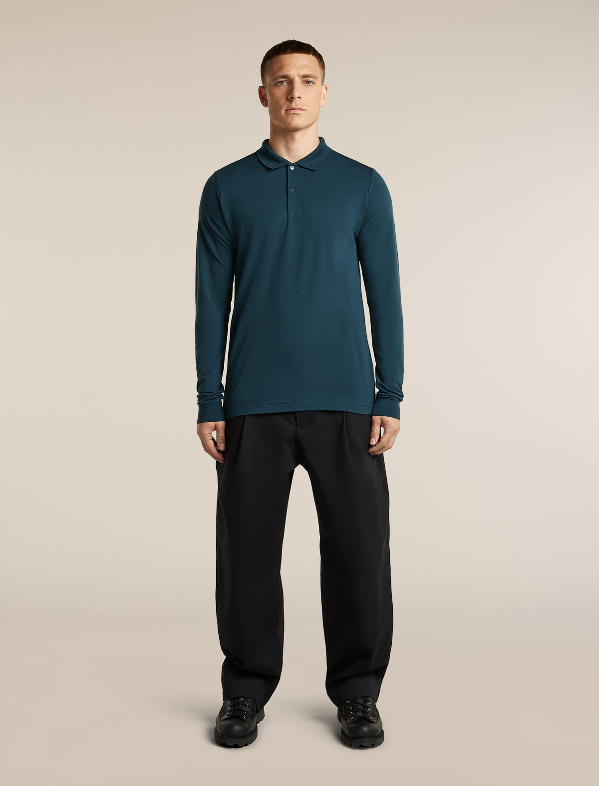Men's 15.5 MerinoFine™  Pique Long Sleeve Polo Abyss - 3