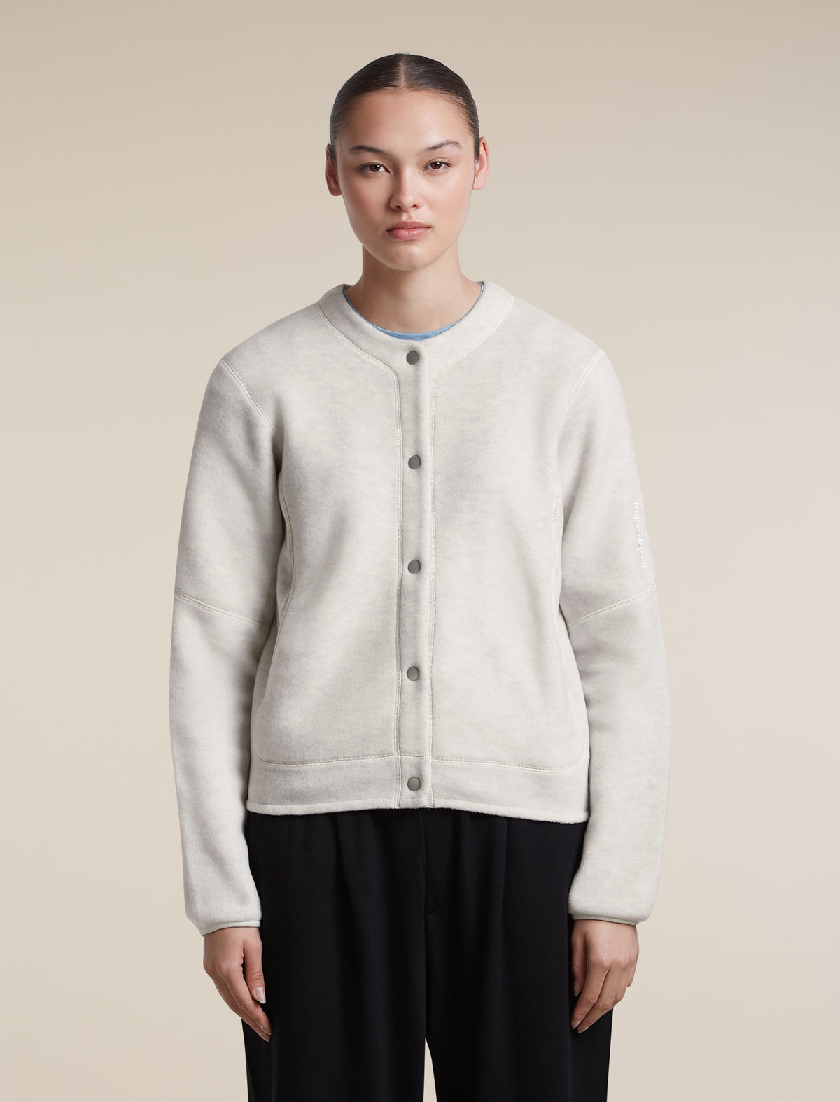 Women's Merino Blend 800 RealFleece™  Classic Pile Cardigan Ecru Heather - 1