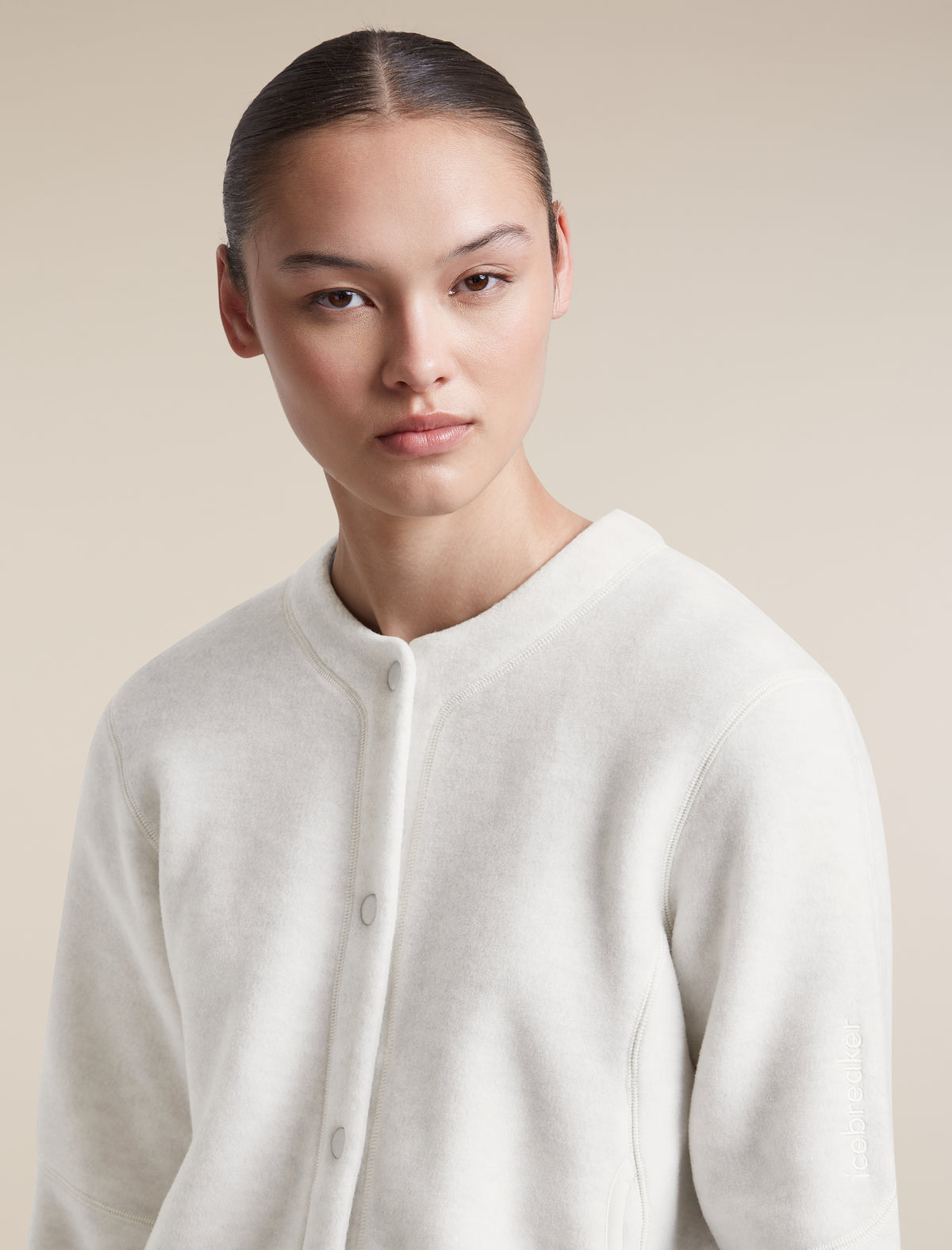Women's Merino Blend 800 RealFleece™  Classic Pile Cardigan Ecru Heather - 7