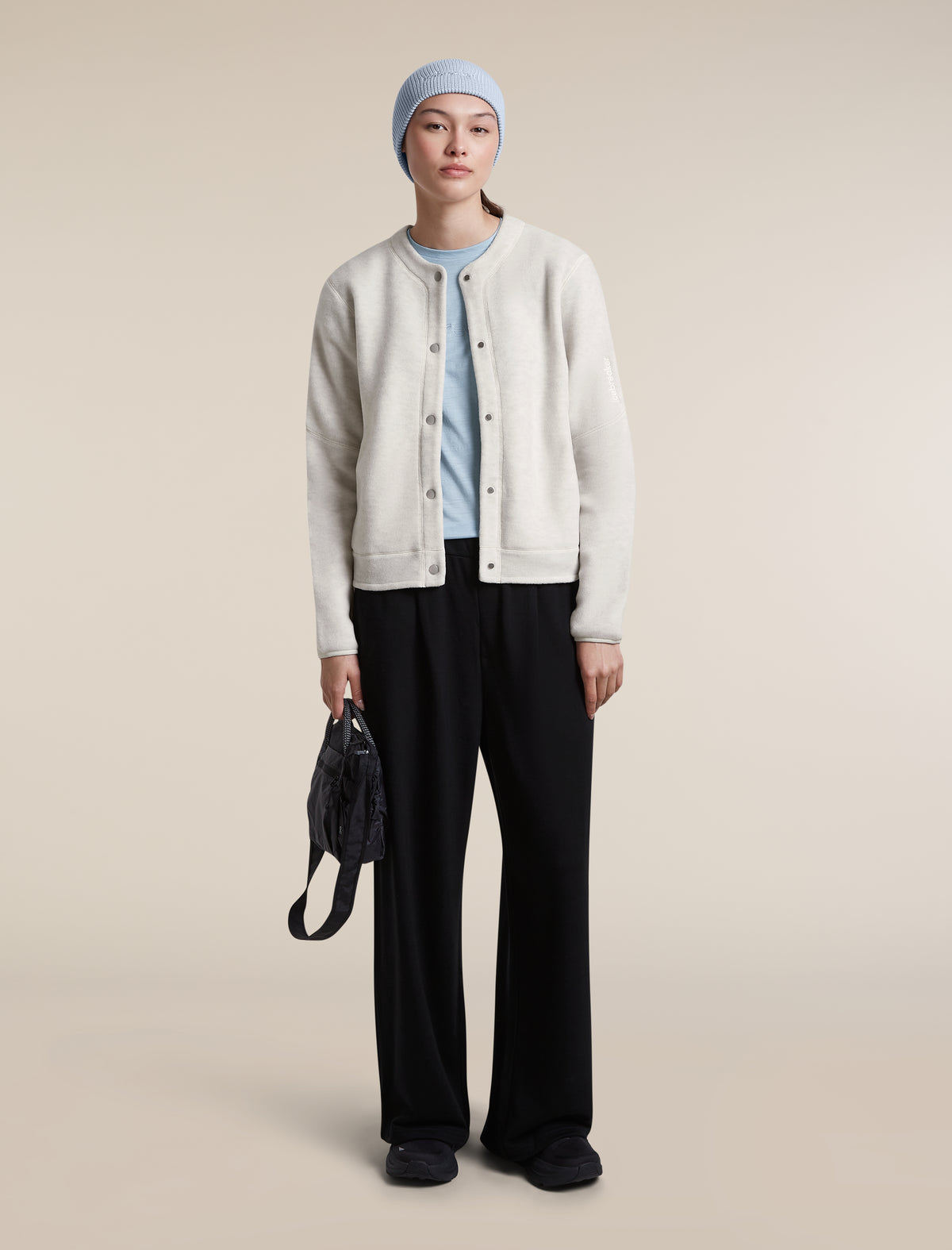 Women's Merino Blend 800 RealFleece™  Classic Pile Cardigan Ecru Heather - 4