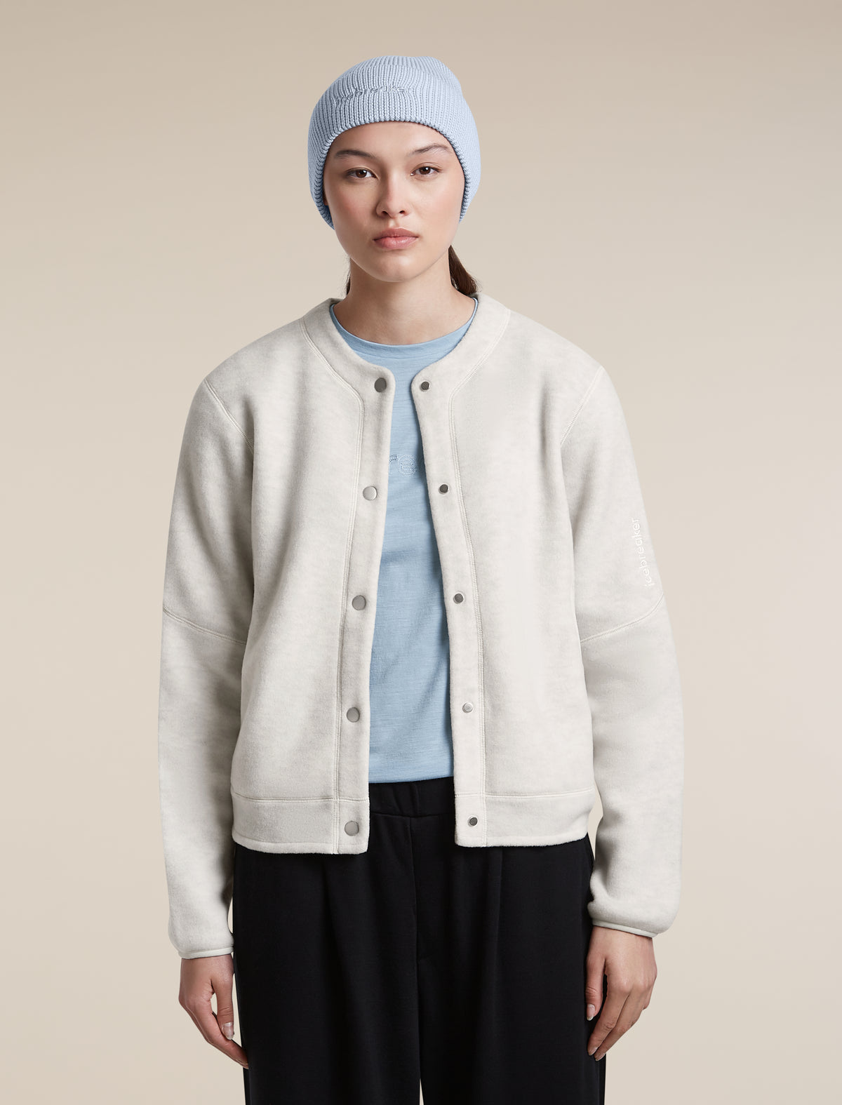 Women's Merino Blend 800 RealFleece™  Classic Pile Cardigan Ecru Heather - 5