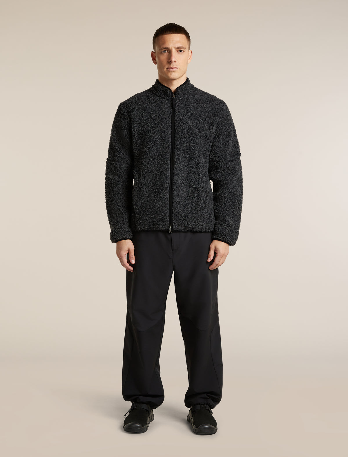 Men's Merino Blend 960 RealFleece™  High Pile Long Sleeve Zip Jet Heather/Black - 3