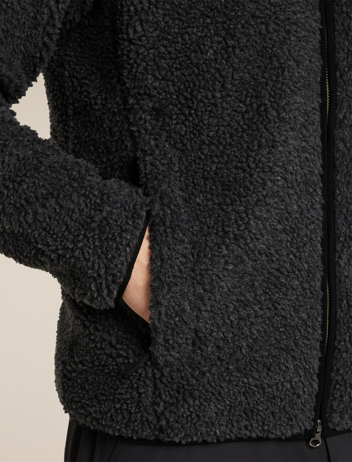Men's Merino Blend 960 RealFleece™  High Pile Long Sleeve Zip Jet Heather/Black - 7