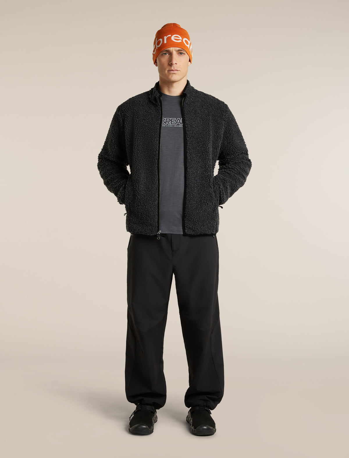 Men's Merino Blend 960 RealFleece™  High Pile Long Sleeve Zip Jet Heather/Black - 4