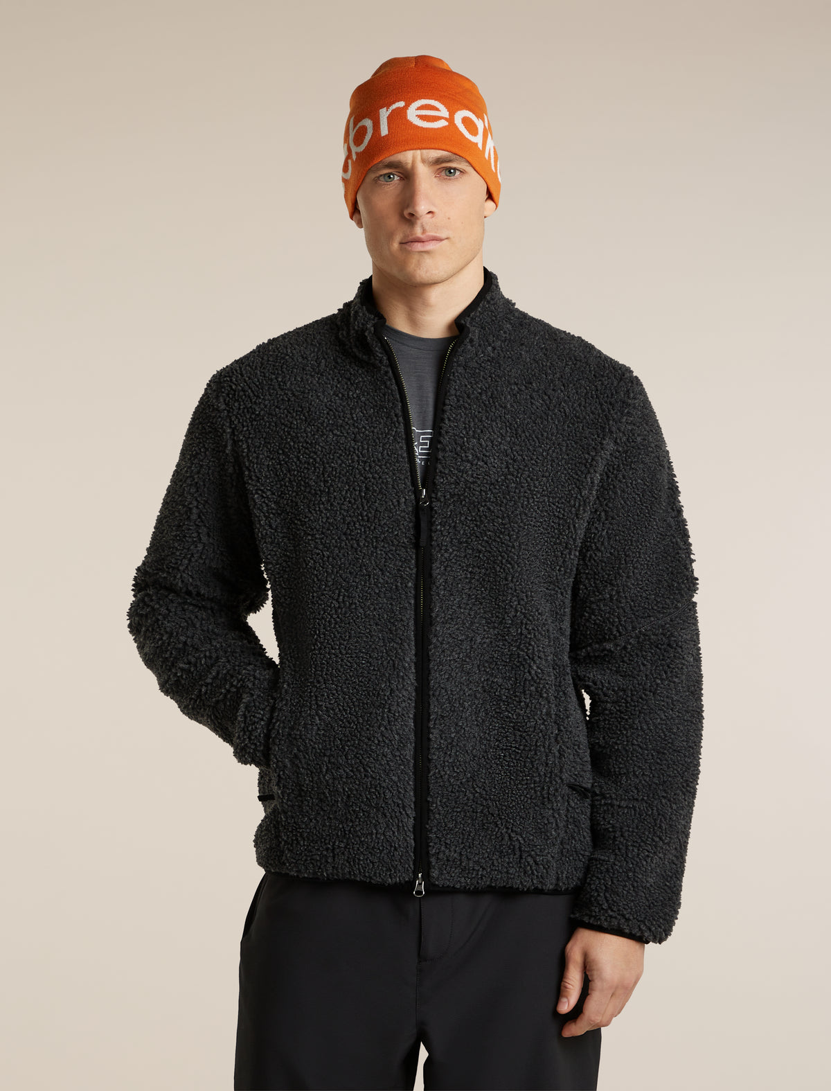 Men's Merino Blend 960 RealFleece™  High Pile Long Sleeve Zip Jet Heather/Black - 5