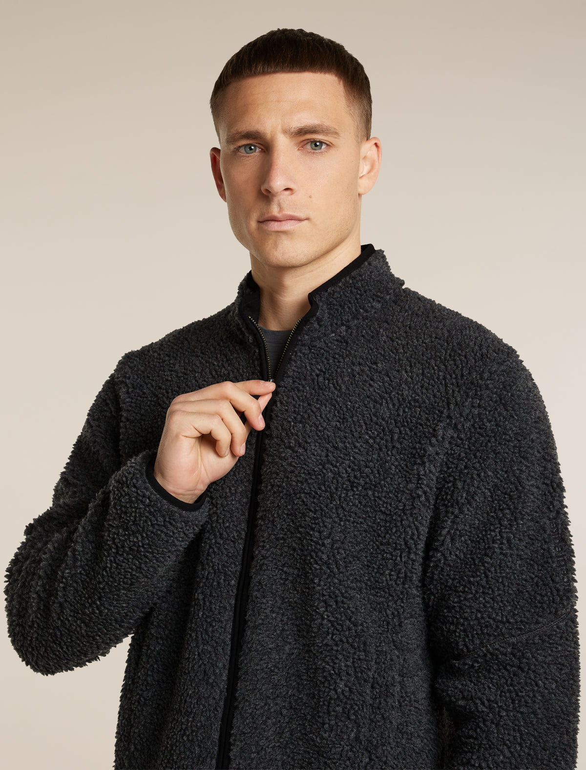 Men's Merino Blend 960 RealFleece™  High Pile Long Sleeve Zip Jet Heather/Black - 6