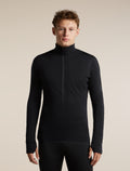 Men's Merino Blend 200 RealFleece™  Descender Long Sleeve Half Zip Black - 1