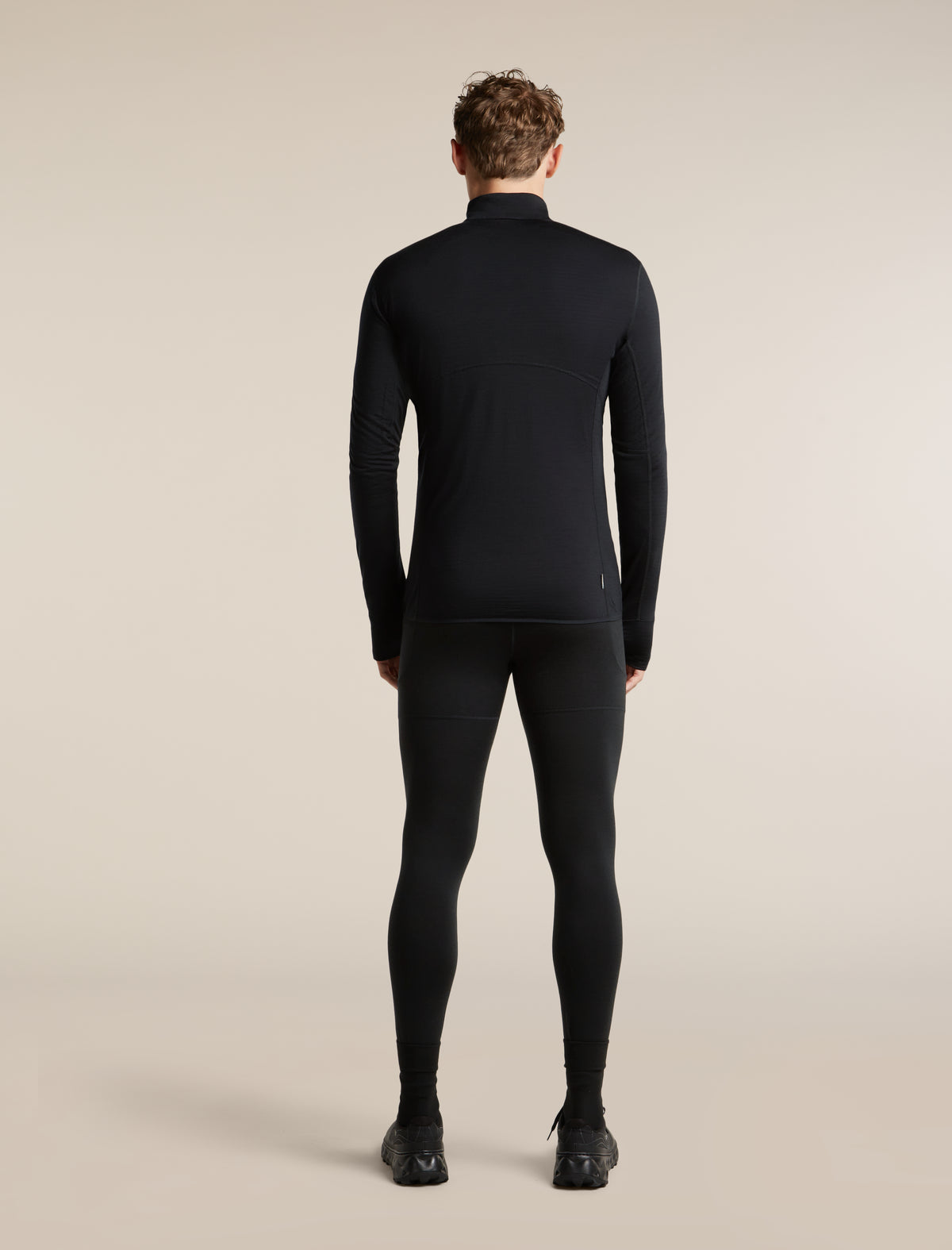 Men's Merino Blend 200 RealFleece™  Descender Long Sleeve Half Zip Black - 8