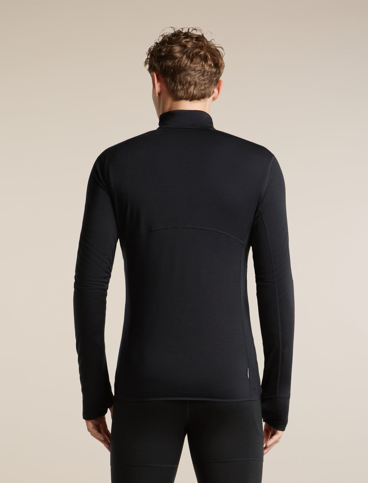 Men's Merino Blend 200 RealFleece™  Descender Long Sleeve Half Zip Black - 2