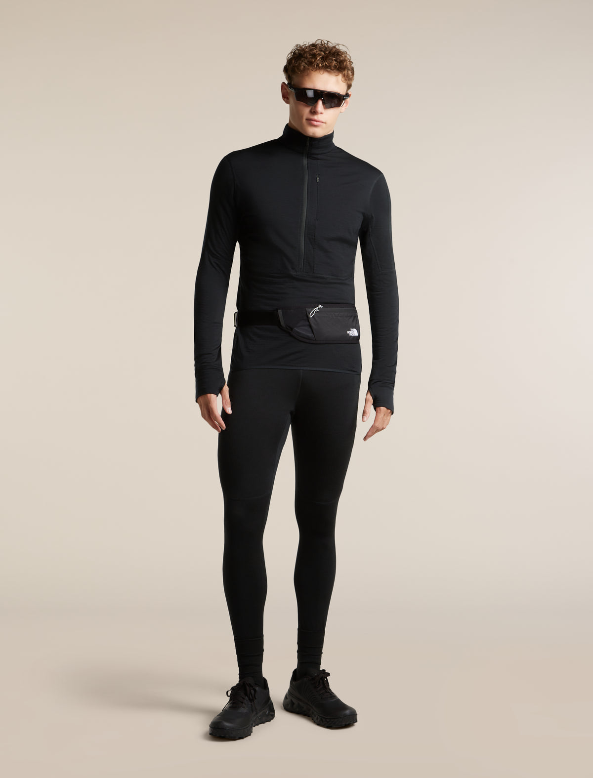 Men's Merino Blend 200 RealFleece™  Descender Long Sleeve Half Zip Black - 4