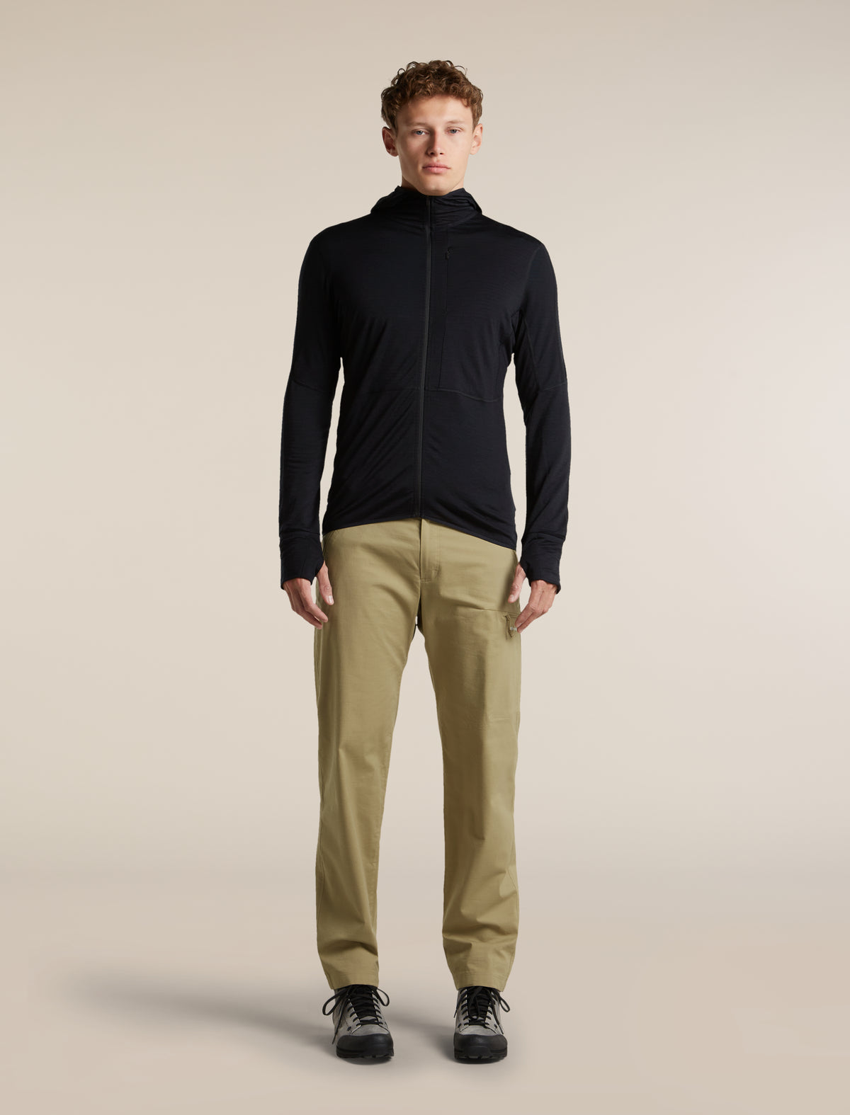 Men's Merino Blend 200 RealFleece™  Descender Long Sleeve Zip Hoodie Black - 3