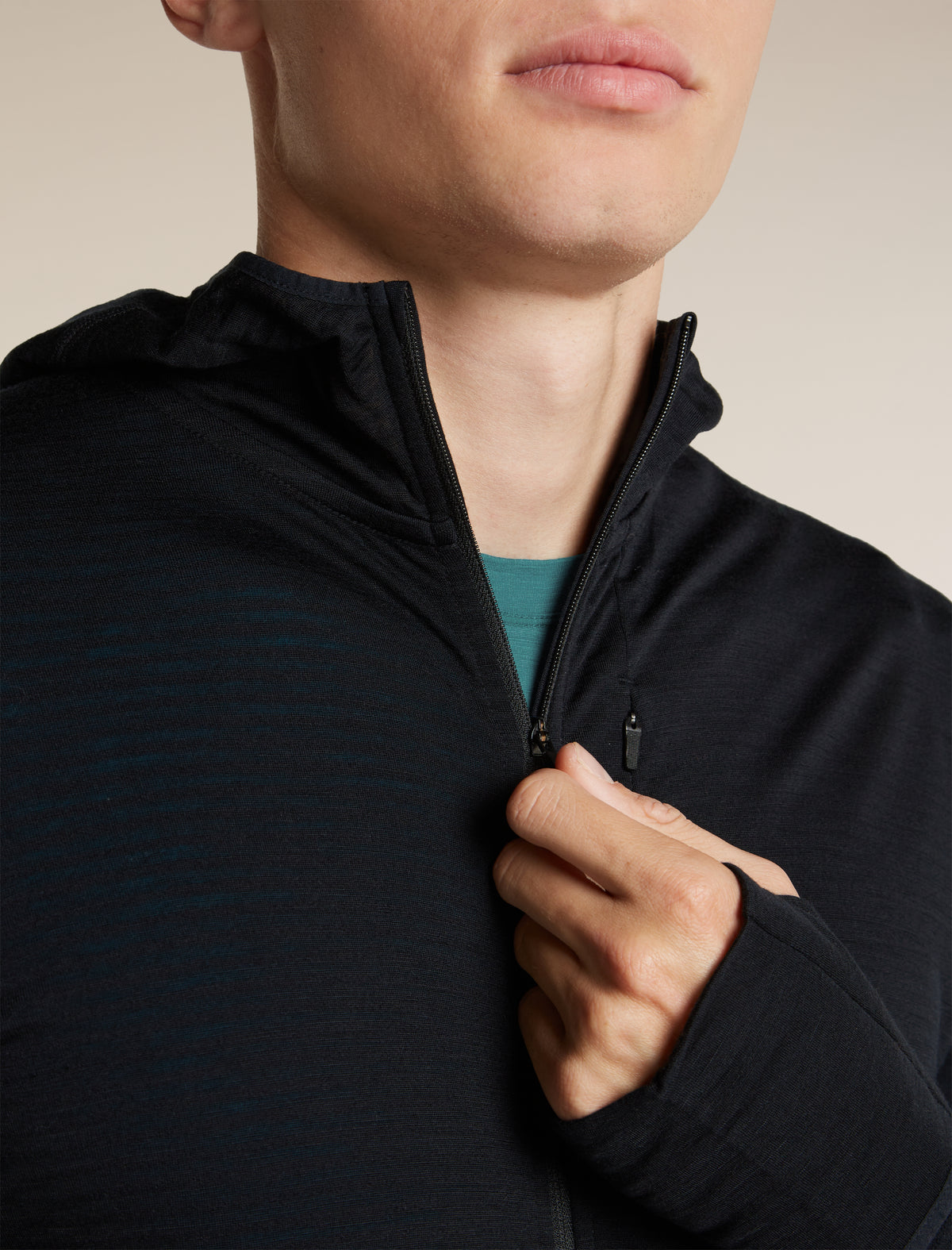Men's Merino Blend 200 RealFleece™  Descender Long Sleeve Zip Hoodie Black - 5