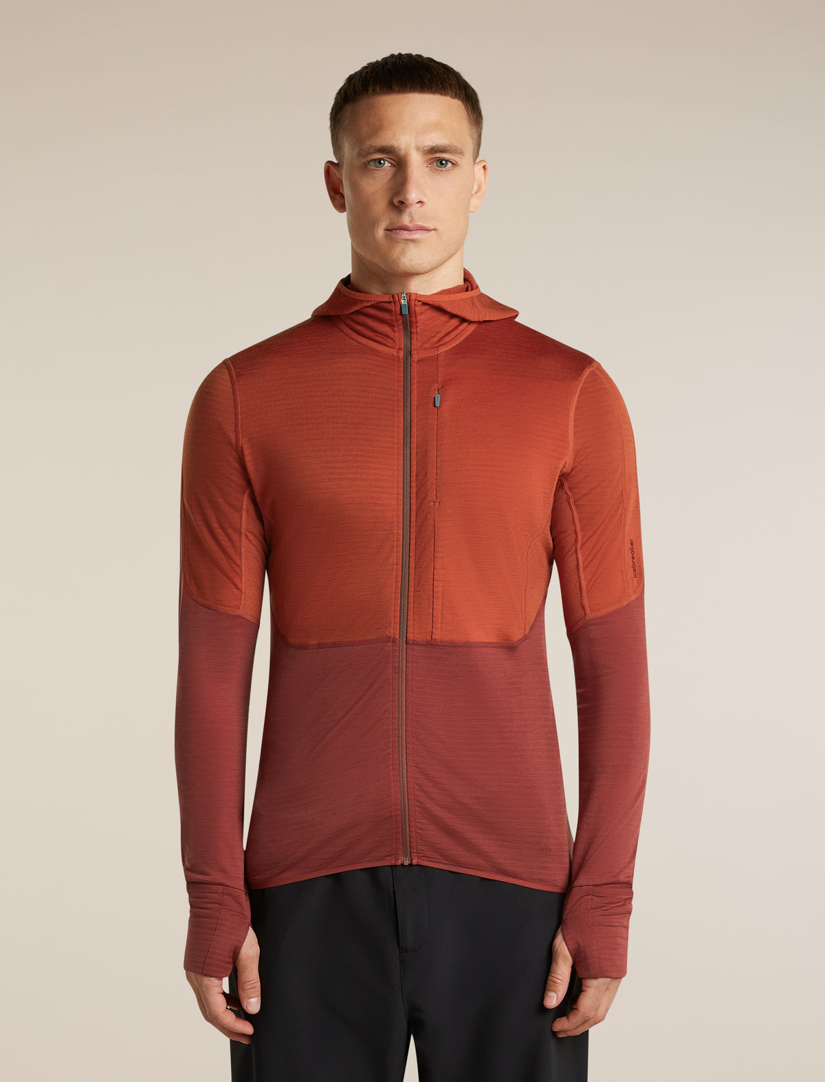 Men's Merino Blend 200 RealFleece™  Descender Long Sleeve Zip Hoodie Agate/Port - 1