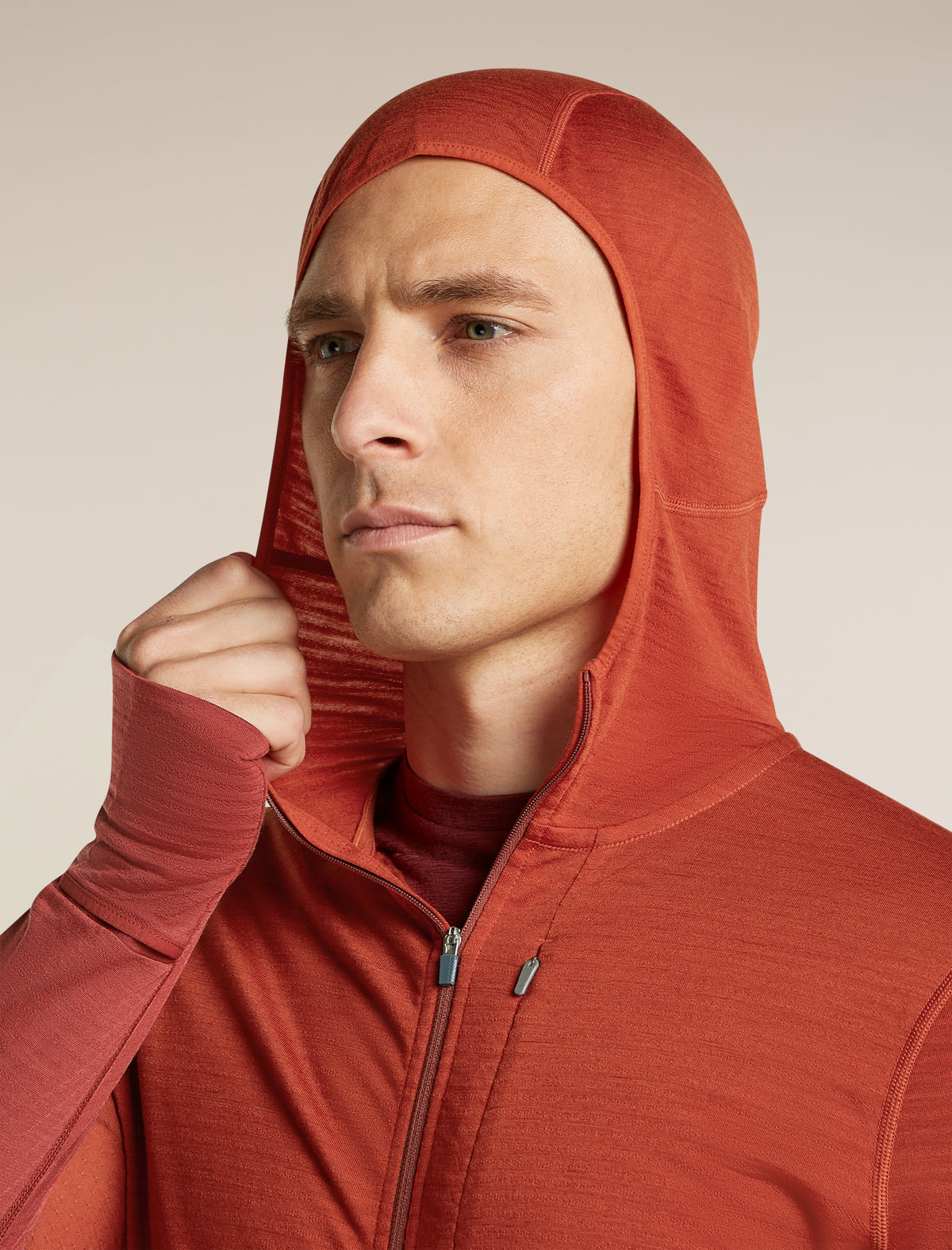 Men's Merino Blend 200 RealFleece™  Descender Long Sleeve Zip Hoodie Agate/Port - 8