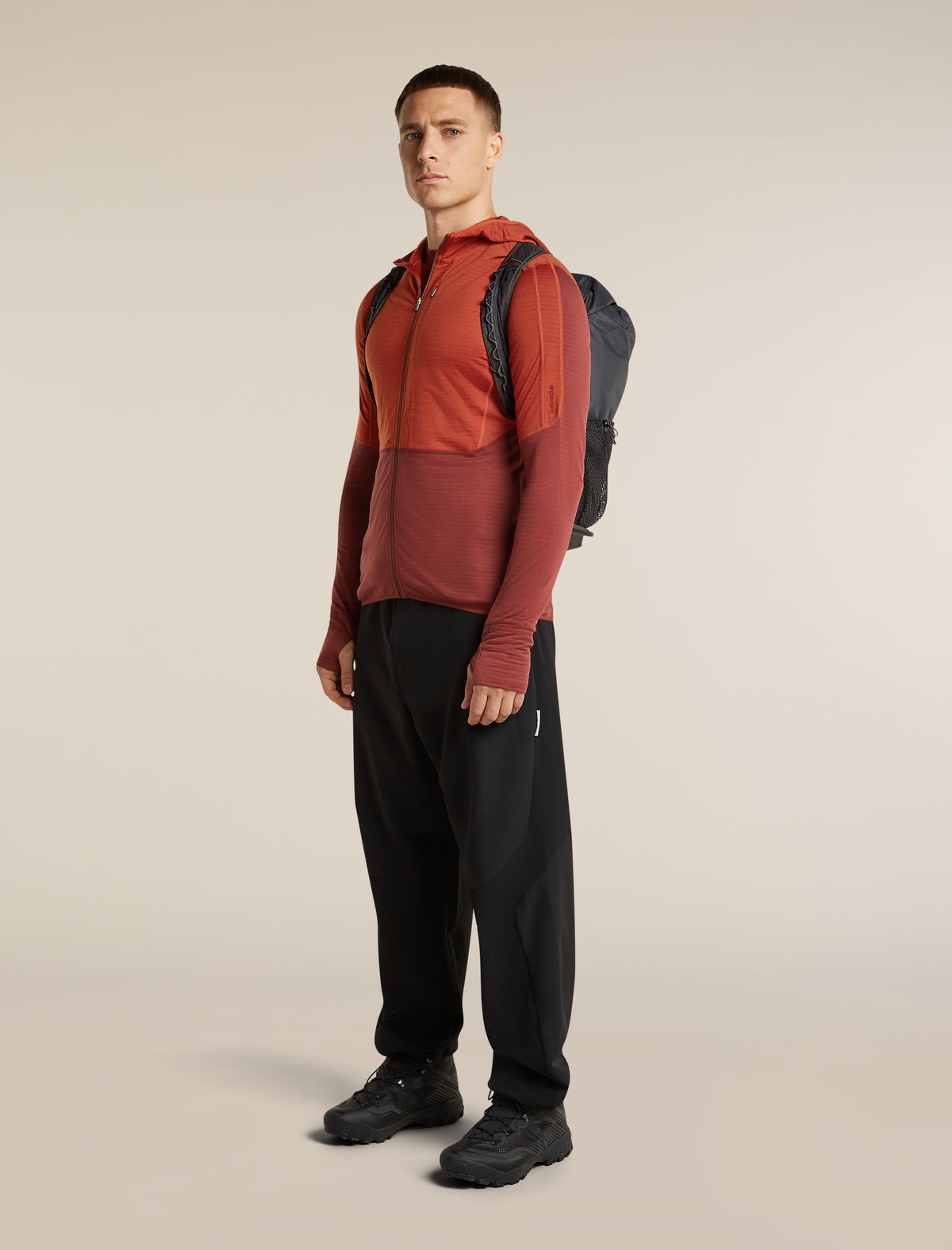 Men's Merino Blend 200 RealFleece™  Descender Long Sleeve Zip Hoodie Agate/Port - 4