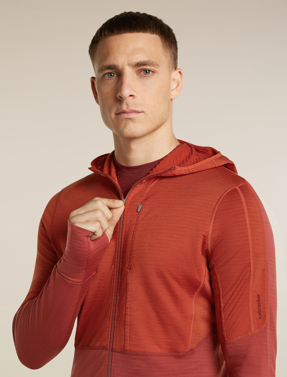 Men's Merino Blend 200 RealFleece™  Descender Long Sleeve Zip Hoodie Agate/Port - 6