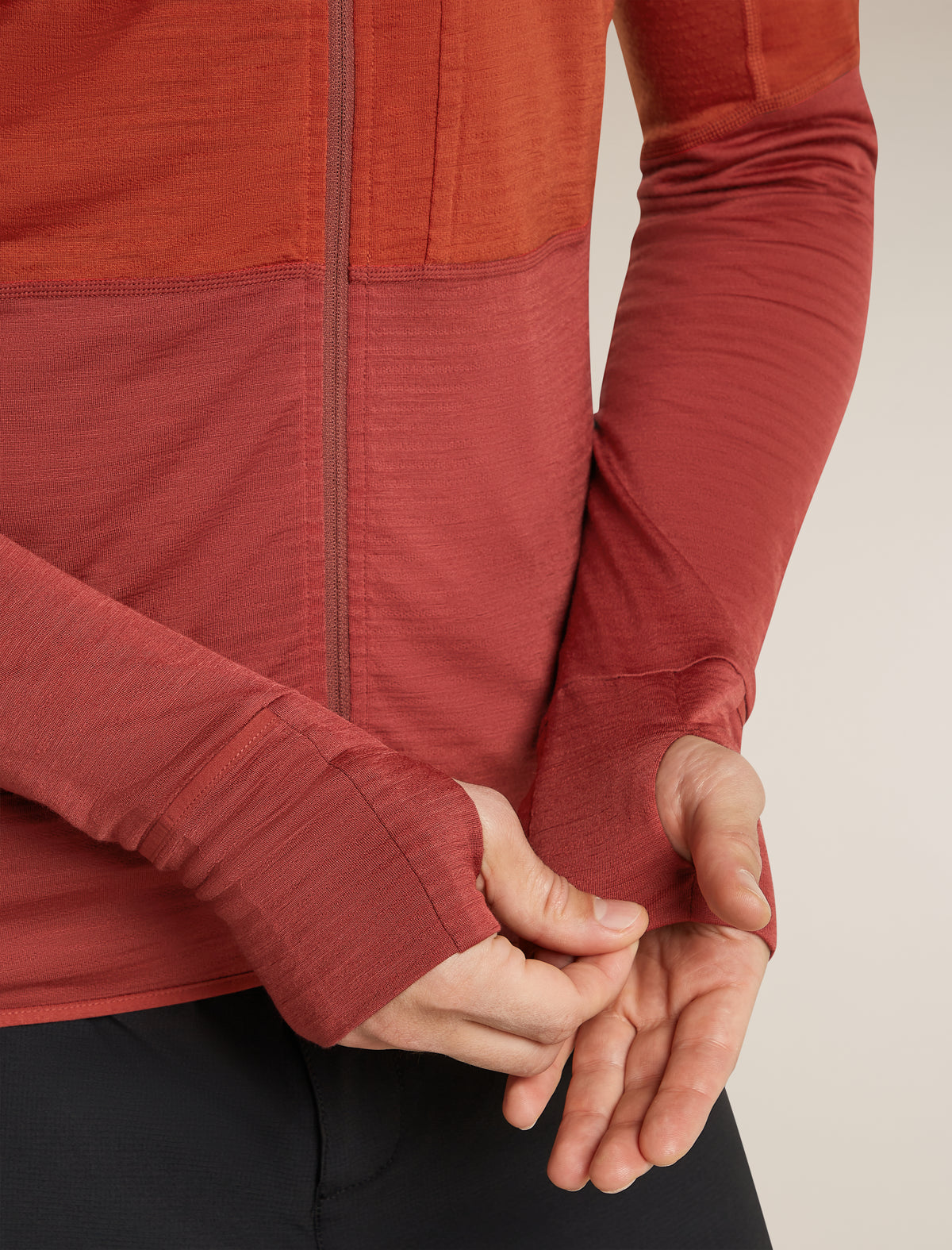 Men's Merino Blend 200 RealFleece™  Descender Long Sleeve Zip Hoodie Agate/Port - 7