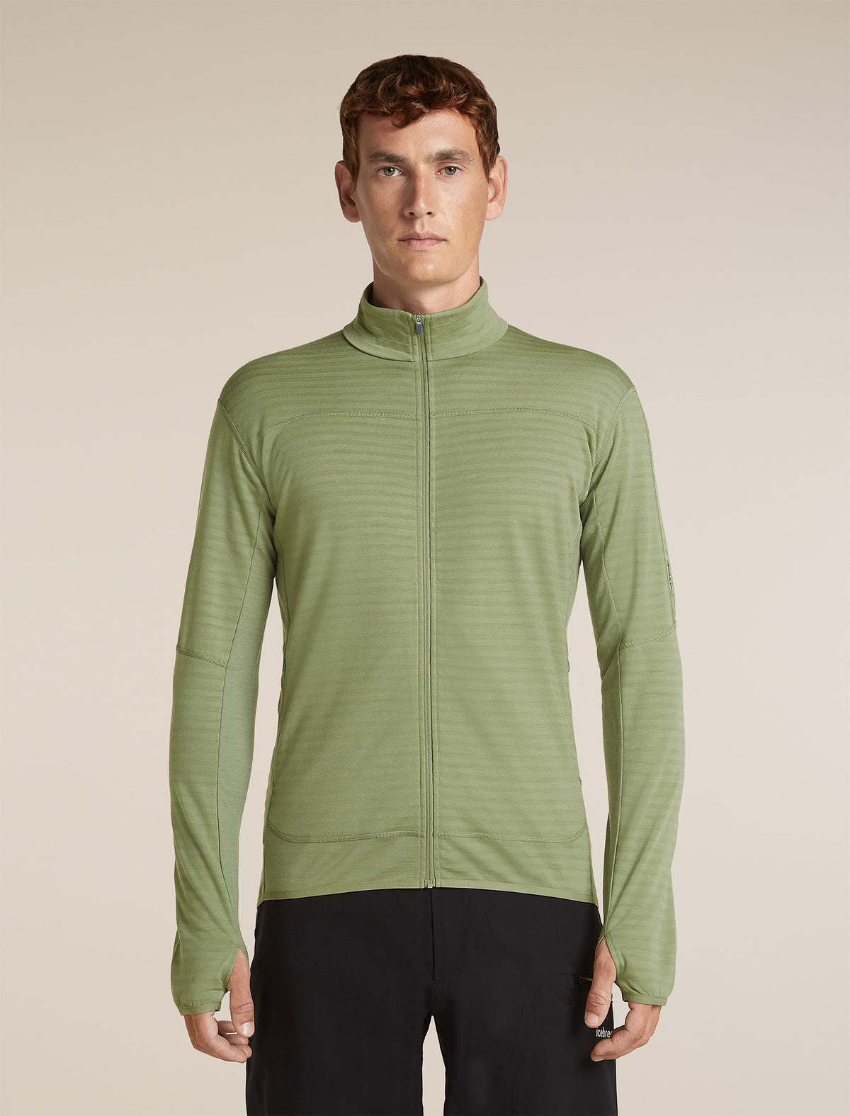 Men's Merino Blend 300 RealFleece™  Descender Long Sleeve Zip Lichen - 1