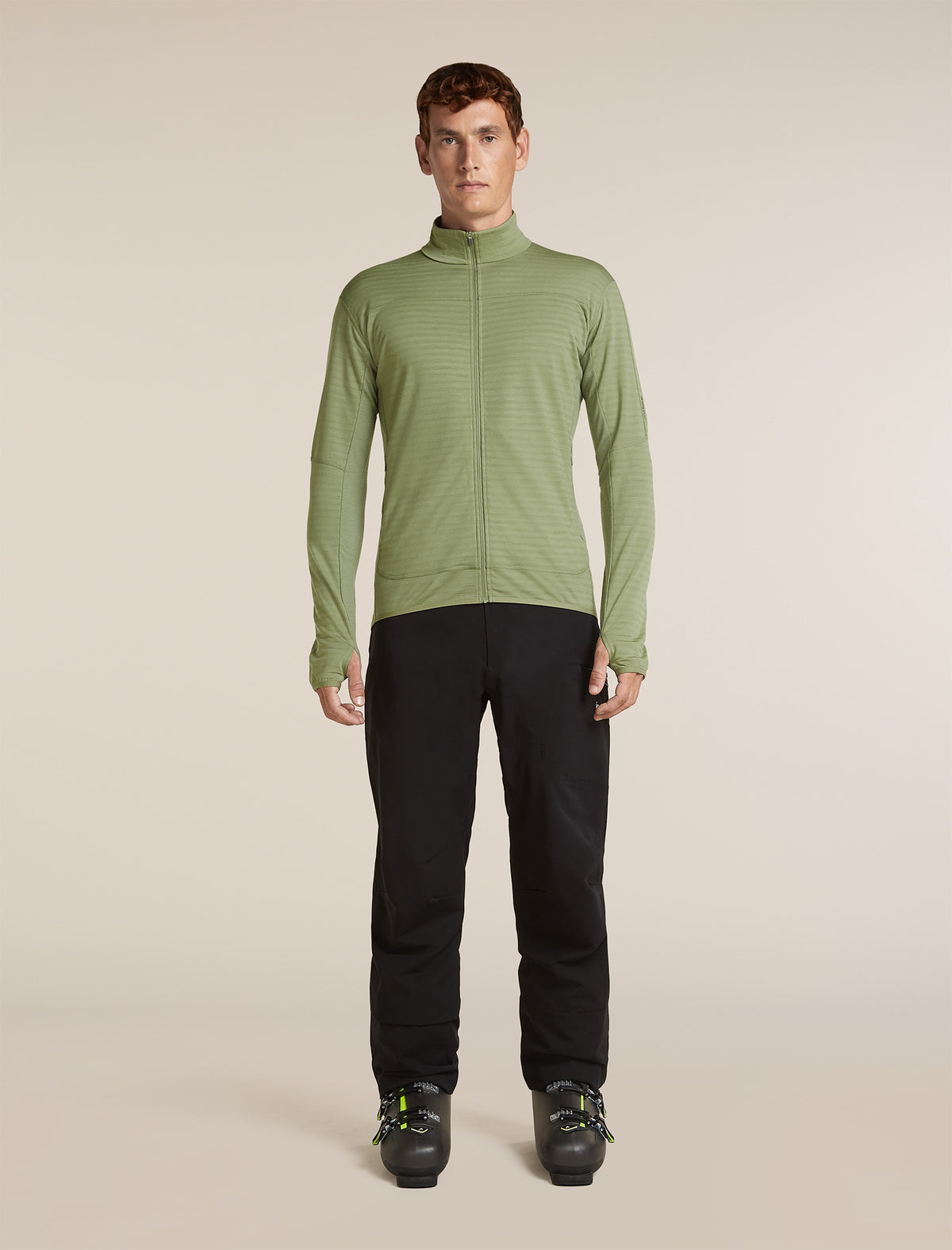 Men's Merino Blend 300 RealFleece™  Descender Long Sleeve Zip Lichen - 3