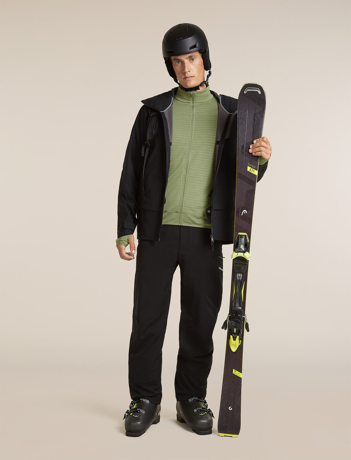 Men's Merino Blend 300 RealFleece™  Descender Long Sleeve Zip Lichen - 4