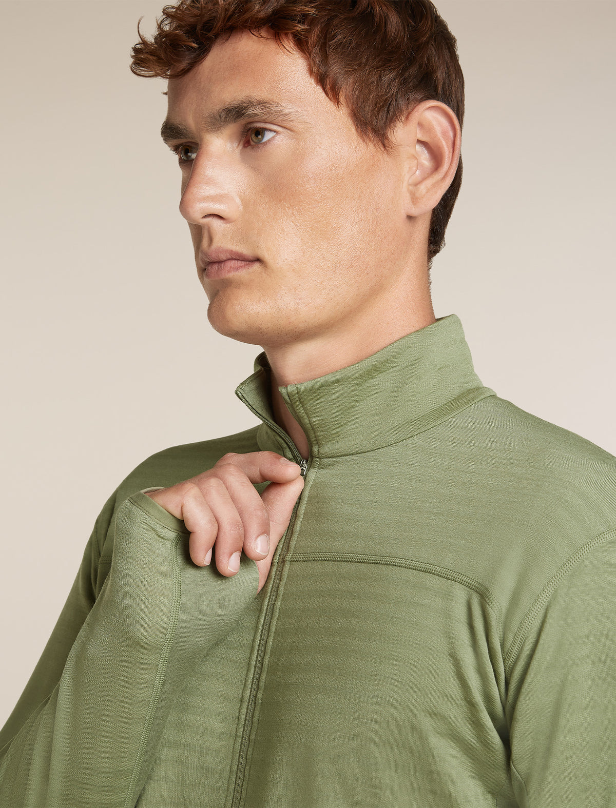 Men's Merino Blend 300 RealFleece™  Descender Long Sleeve Zip Lichen - 6