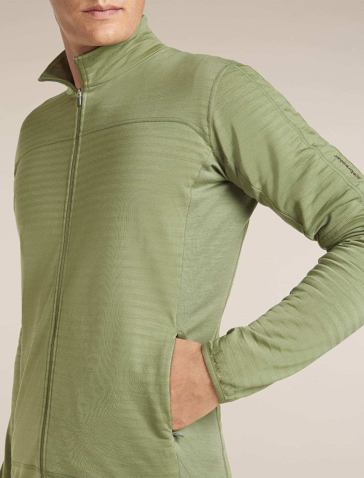 Men's Merino Blend 300 RealFleece™  Descender Long Sleeve Zip Lichen - 9