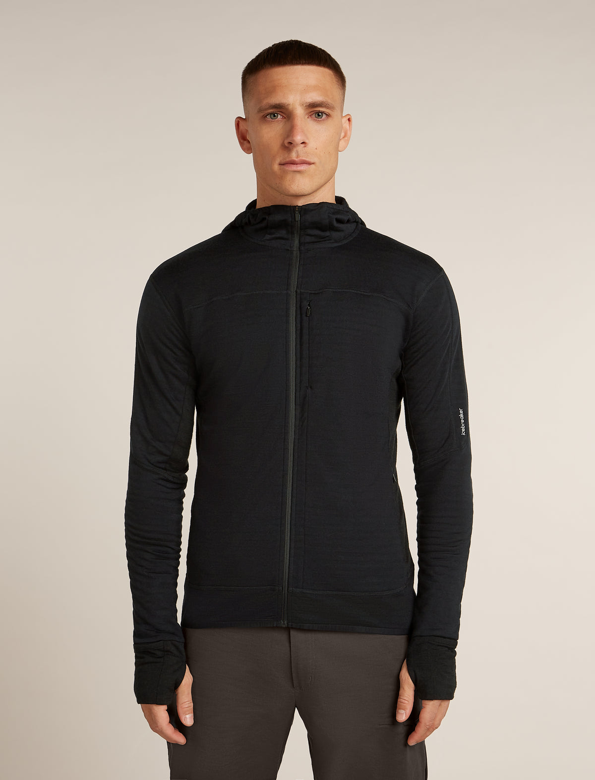 Men's Merino Blend 300 RealFleece™  Descender Long Sleeve Zip Hoodie Black - 1