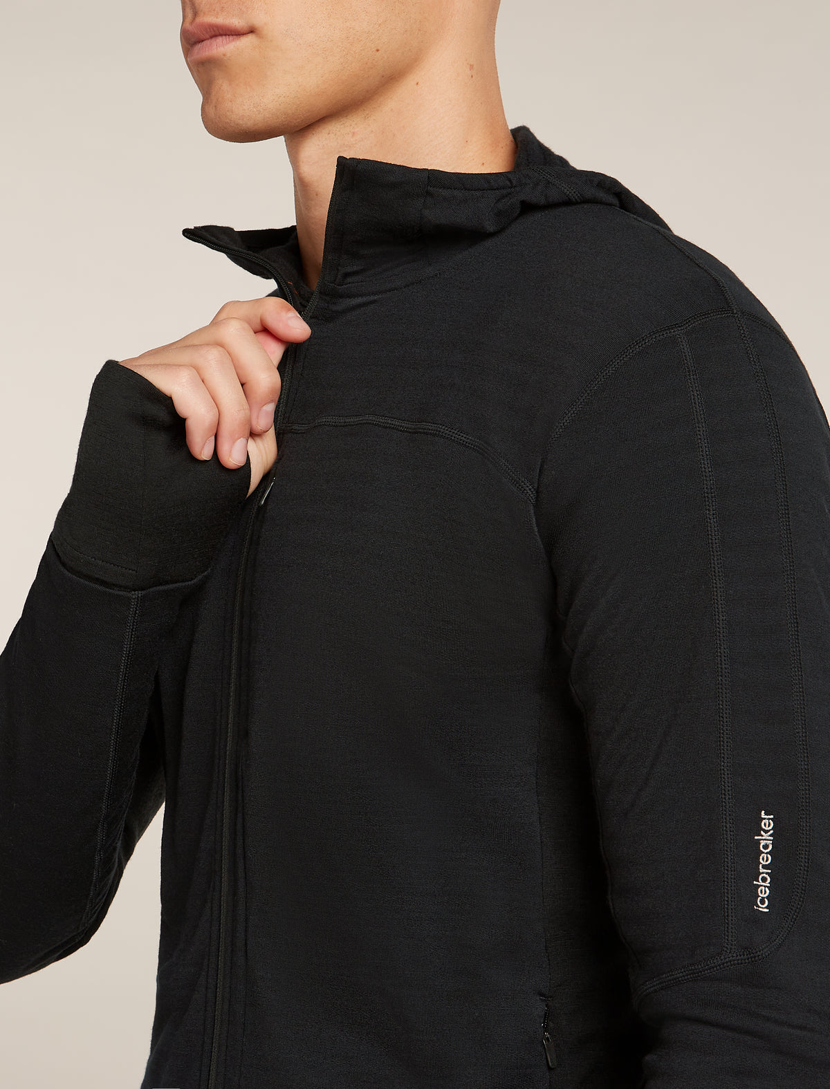 Men's Merino Blend 300 RealFleece™  Descender Long Sleeve Zip Hoodie Black - 7
