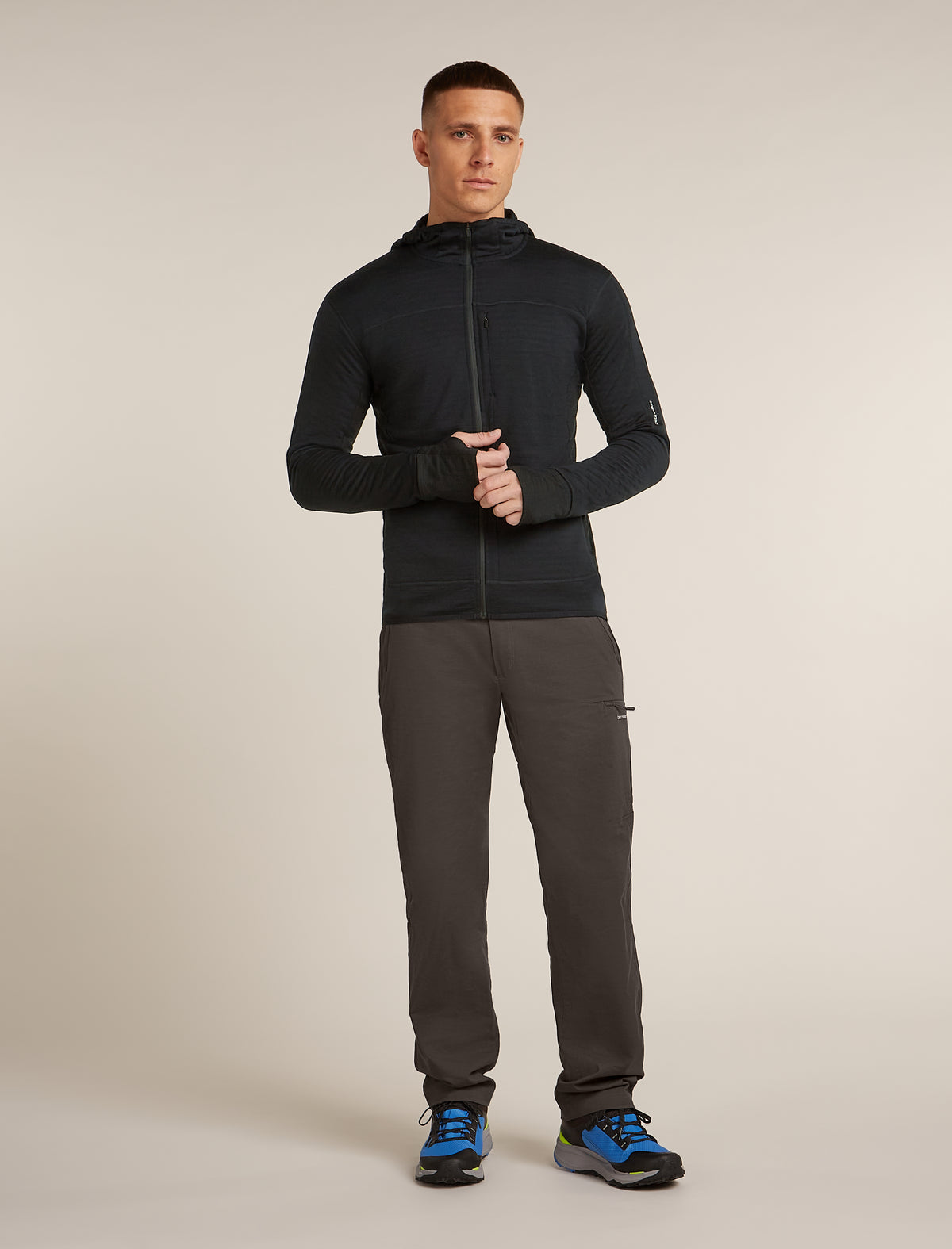 Men's Merino Blend 300 RealFleece™  Descender Long Sleeve Zip Hoodie Black - 3
